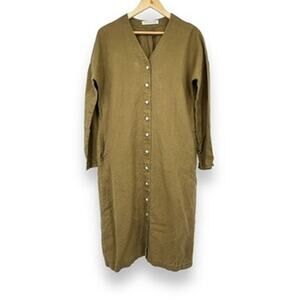 Two Days Off Kaneko Dress Women’s S Green Short Sleeve Knee Length Button Down